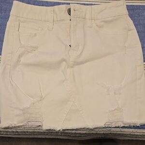 Stylish Distressed White Denim Skirt